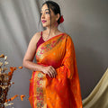 ORANGE This beautiful Paithani Soft Silk saree 1