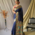 BLUE  This beautiful Paithani Soft Silk saree