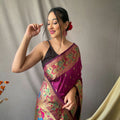 WINE This beautiful Paithani Soft Silk saree  1