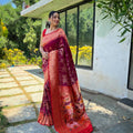 WINE Pure soft paithani silk saree