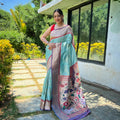 SKY BLUE Pure soft paithani silk saree