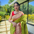 LIGHT GREEN Pure soft paithani silk saree  1