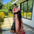 BLACK Pure soft paithani silk saree  