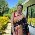 BLACK Pure soft paithani silk saree   1