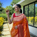 ORANGE Pure soft paithani silk saree   1