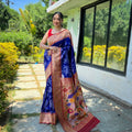 BLUE  Pure soft paithani silk saree   