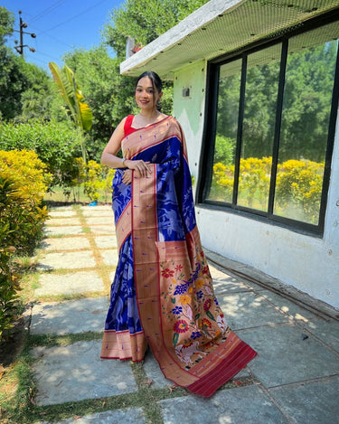 BLUE  Pure soft paithani silk saree   