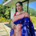 BLUE  Pure soft paithani silk saree   1