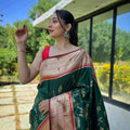 GREEN  Pure soft paithani silk saree   1