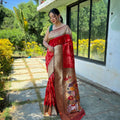 RED  Pure soft paithani silk saree   