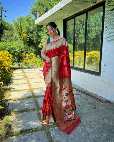 RED  Pure soft paithani silk saree   