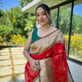 RED  Pure soft paithani silk saree    1