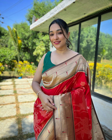 RED  Pure soft paithani silk saree    1