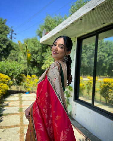 PINK Pure soft paithani silk saree  1