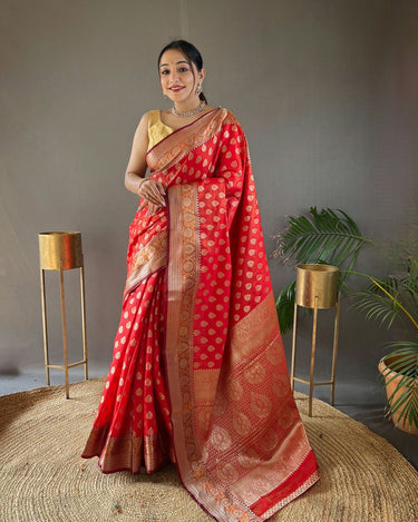  RED rosy soft silk saree with beautiful border and rich pallu