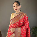  RED rosy soft silk saree with beautiful border and rich pallu 1