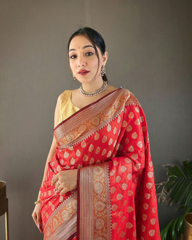  RED rosy soft silk saree with beautiful border and rich pallu 1