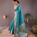 TEAL BLUE rosy soft silk saree with beautiful border and rich pallu  2