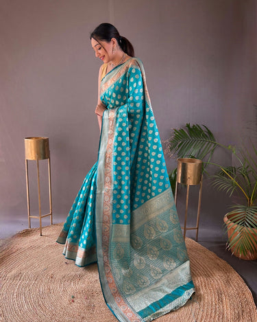 TEAL BLUE rosy soft silk saree with beautiful border and rich pallu  2