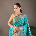 TEAL BLUE rosy soft silk saree with beautiful border and rich pallu 1