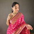 PINK  rosy soft silk saree with beautiful border and rich pallu  1