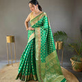 GREEN rosy soft silk saree with beautiful border and rich pallu 2