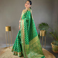 GREEN rosy soft silk saree with beautiful border and rich pallu 