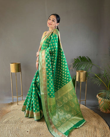 GREEN rosy soft silk saree with beautiful border and rich pallu 