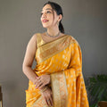 YELLOW rosy soft silk saree with beautiful border and rich pallu 1