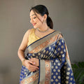 NAVY BLUE  rosy soft silk saree with beautiful border and rich pallu 1