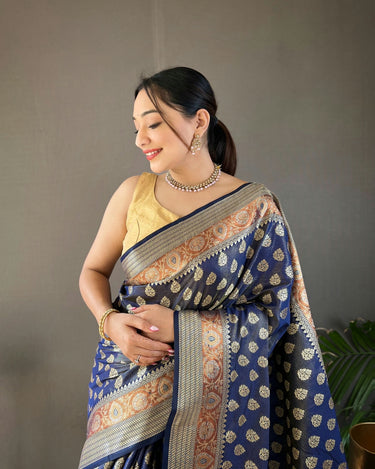 NAVY BLUE  rosy soft silk saree with beautiful border and rich pallu 1