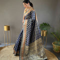 NAVY BLUE  rosy soft silk saree with beautiful border and rich pallu 2