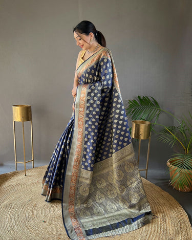 NAVY BLUE  rosy soft silk saree with beautiful border and rich pallu 2
