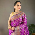 WINE  rosy soft silk saree with beautiful border and rich pallu  1
