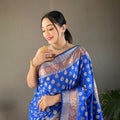 BLUE   rosy soft silk saree with beautiful border and rich pallu  1
