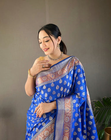 BLUE   rosy soft silk saree with beautiful border and rich pallu  1