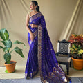 BLUE  SOFT SILK SAREES WITH GOLD ZARI WEAVING SAREE 