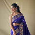 BLUE  SOFT SILK SAREES WITH GOLD ZARI WEAVING SAREE 2