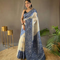 BLUE Tussar Silk Saree