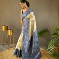 BLUE Tussar Silk Saree 2