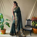 GREEN  SOFT SILK SAREES WITH GOLD ZARI WEAVING SAREE 