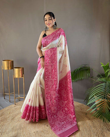 PINK  Tussar Silk Saree 2