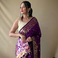 WINE SOFT SILK SAREES WITH GOLD ZARI WEAVING SAREE 1