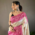 PINK  Tussar Silk Saree 1