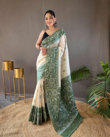 GREEN   Tussar Silk Saree