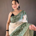 GREEN   Tussar Silk Saree 1