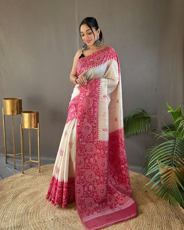 RED Tussar Silk Saree