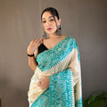 TEAL BLUE Tussar Silk Saree 1