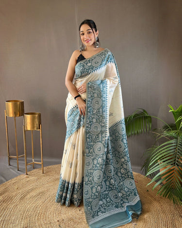 GRAY  Tussar Silk Saree