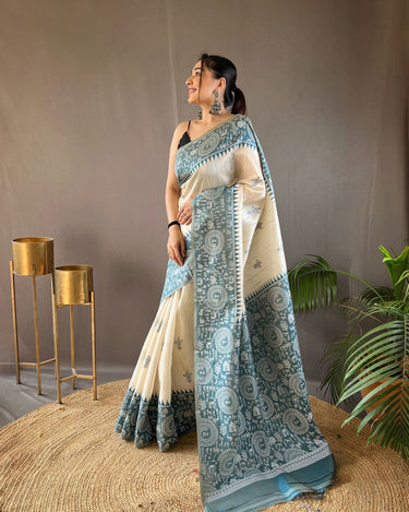 GRAY  Tussar Silk Saree 2